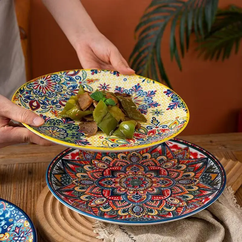 Тарелка керамическая 10 дюймов, большая, для стейка, в западном стиле, креативная, для завтрака, для овощей, для дома и ресторана, плоская, неглубокая
Тарелка керамическая 10 дюймов, большая, для стейка, в западном стиле, креативная, для завтрака, для овощей, для дома и ресторана, плоская, неглубокая