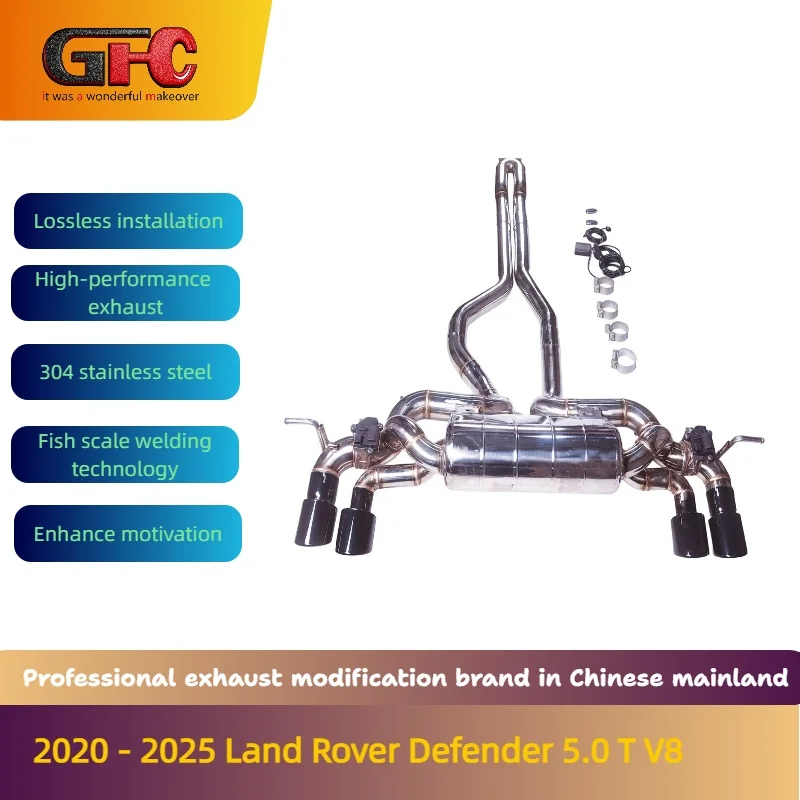GFC Catback Exhaust System for 2020-2025 Land Rover Defender 5.0T V8 High-Performance Variable Valve with Muffler And Tips
GFC Catback Exhaust System for 2020-2025 Land Rover Defender 5.0T V8 High-Performance Variable Valve with Muffler And Tips
