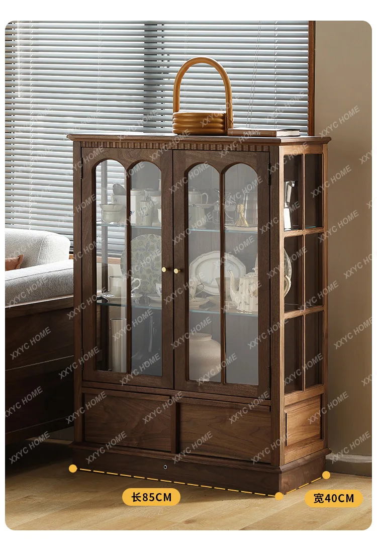 VHBlack walnut display cabinet retro style solid wood log wine cabinet with lamp side cabinet
VHBlack walnut display cabinet retro style solid wood log wine cabinet with lamp side cabinet
