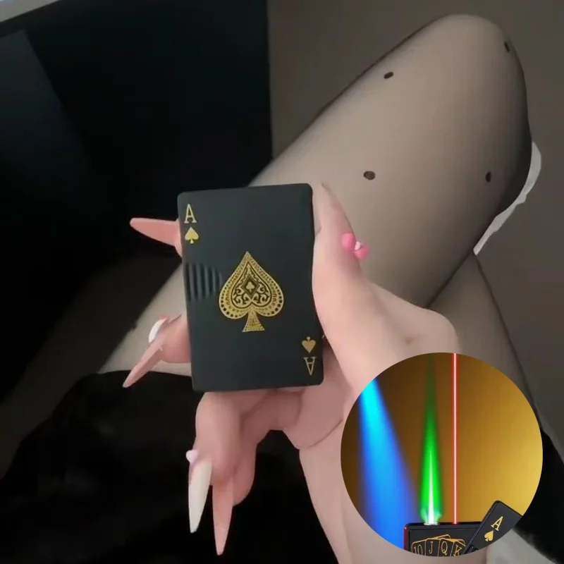 New Windproof Poker Mahjong Laser Inflatable Lighter Direct Spray Green Flame Laser Infrared Butane Gas Personalized Lighter
New Windproof Poker Mahjong Laser Inflatable Lighter Direct Spray Green Flame Laser Infrared Butane Gas Personalized Lighter