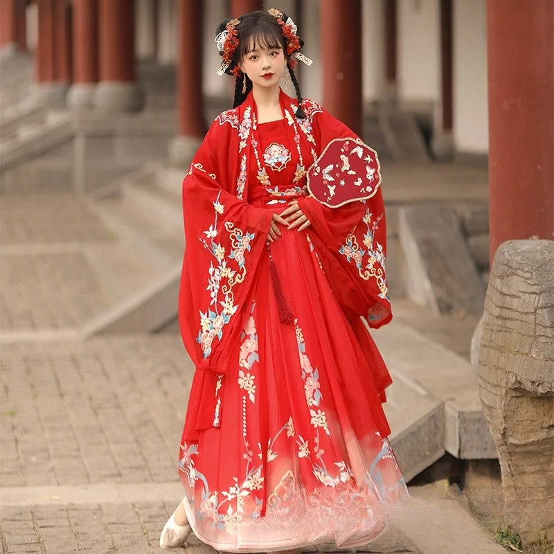 Hanfu female four-piece waist skirt red heavy industry embroidery ancient costume Xianqi elegant
Hanfu female four-piece waist skirt red heavy industry embroidery ancient costume Xianqi elegant