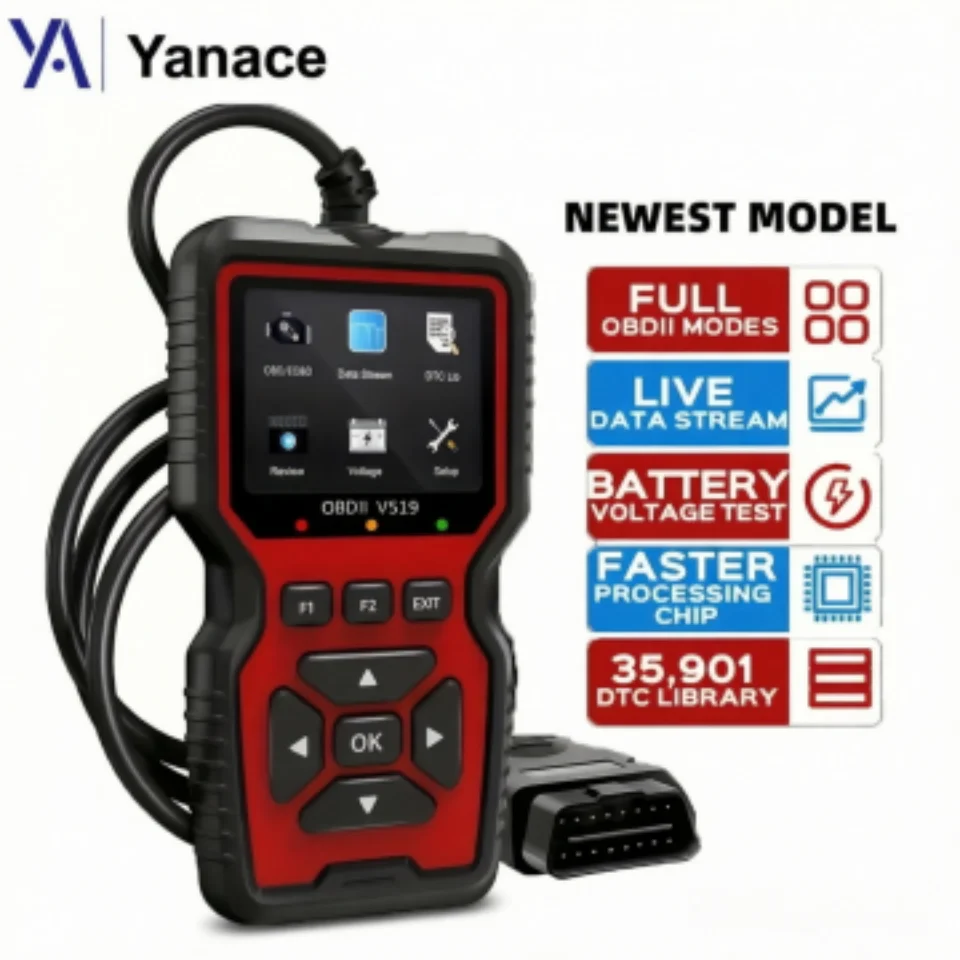 Yanace V519 OBD2 Scanner Voltage Test Universal Code Reader for Check Engine Light DTC Library Fast Chip Processing
Yanace V519 OBD2 Scanner Voltage Test Universal Code Reader for Check Engine Light DTC Library Fast Chip Processing
