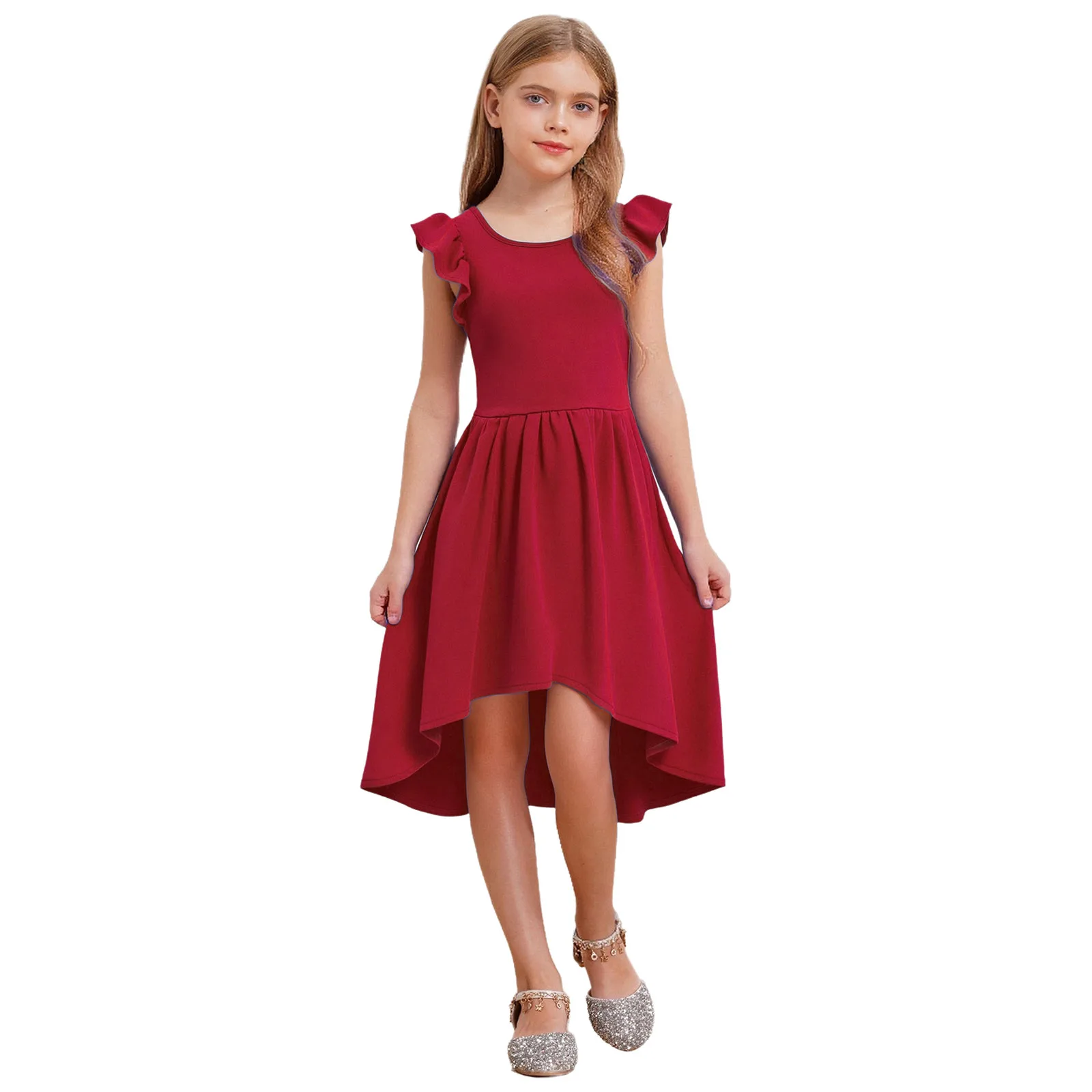Kids Girls Dress Elegant Flutter Sleeves Round Neck High-Low Hem Dress with Pockets for Wedding Birthday Party Gown Photography
Kids Girls Dress Elegant Flutter Sleeves Round Neck High-Low Hem Dress with Pockets for Wedding Birthday Party Gown Photography