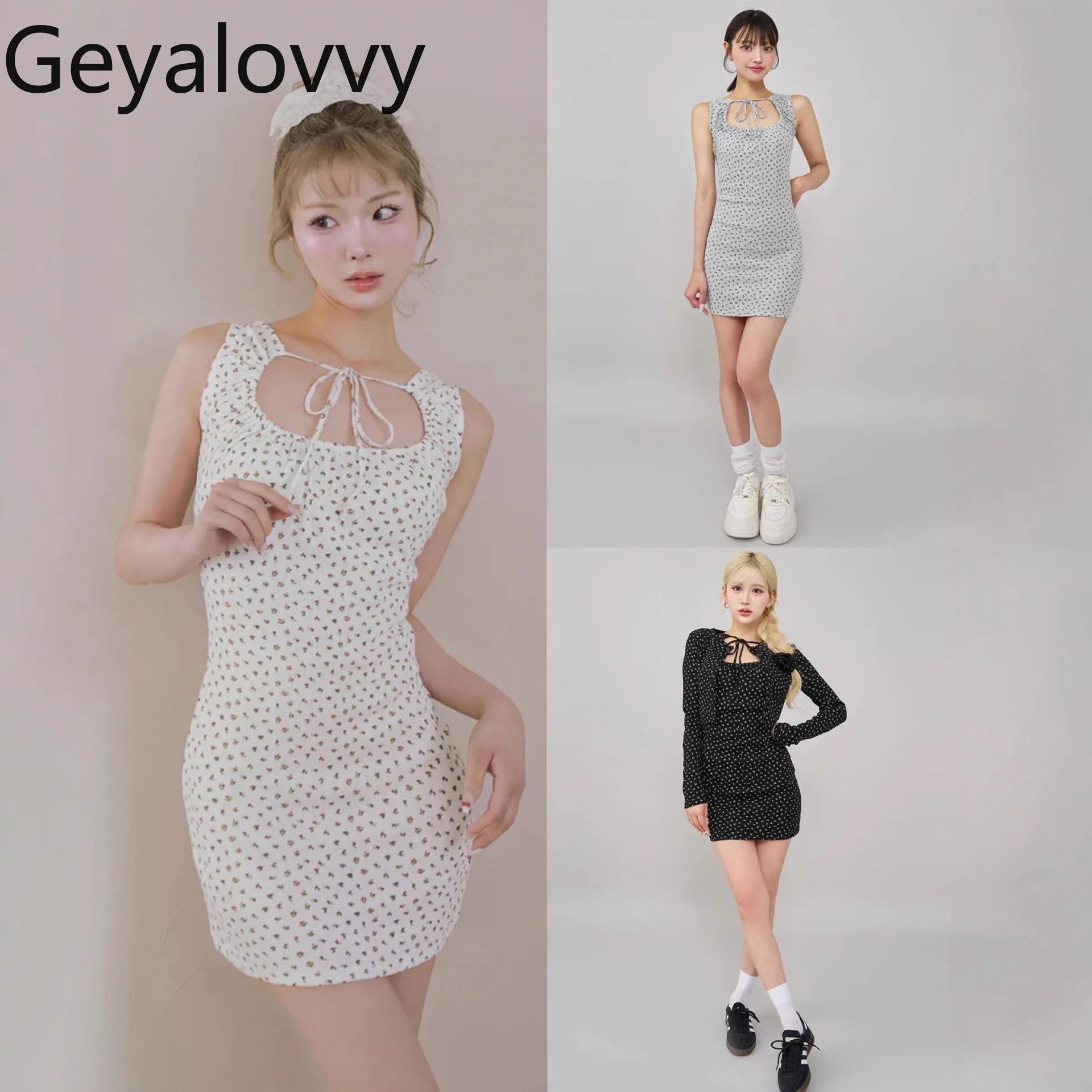 Japanese Style Casual Floral Sleeveless Dress Femme Hollow Out Lace-up High Waist Slim Fit Short Dresses for Women 25 
Japanese Style Casual Floral Sleeveless Dress Femme Hollow Out Lace-up High Waist Slim Fit Short Dresses for Women 25