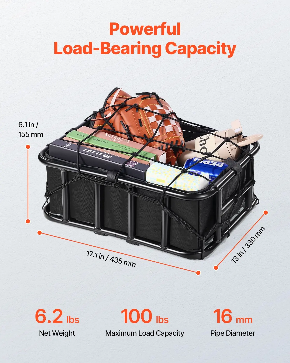 Rear Bike Basket, Medium Bicycle Basket With Cargo Net, Liner & Waterproof Cover, Heavy Duty Bike Back Basket For Adult Women/Men Carrying Dogs, Pets, Fruit & Grocery, Mounting Tools Included
Rear Bike Basket, Medium Bicycle Basket With Cargo Net, Liner & Waterproof Cover, Heavy Duty Bike Back Basket For Adult Women/Men Carrying Dogs, Pets, Fruit & Grocery, Mounting Tools Included