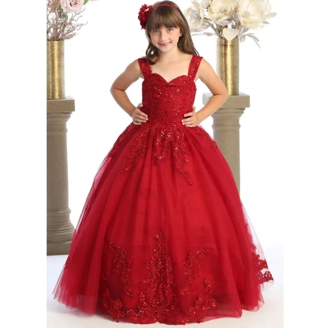Gorgeous Red Flower Girl Dress For Wedding Floor Length Tulle Appliques Sleeveless Kids Quinceanera Birthday Gown Customized
Gorgeous Red Flower Girl Dress For Wedding Floor Length Tulle Appliques Sleeveless Kids Quinceanera Birthday Gown Customized
