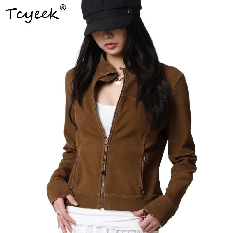 Tcyeek Real Leather Jacket Women Clothing Sheepskin Short Coat Fashion Stand Collar Genuine Leather Jackets for Women's Дубленка
Tcyeek Real Leather Jacket Women Clothing Sheepskin Short Coat Fashion Stand Collar Genuine Leather Jackets for Women's Дубленка