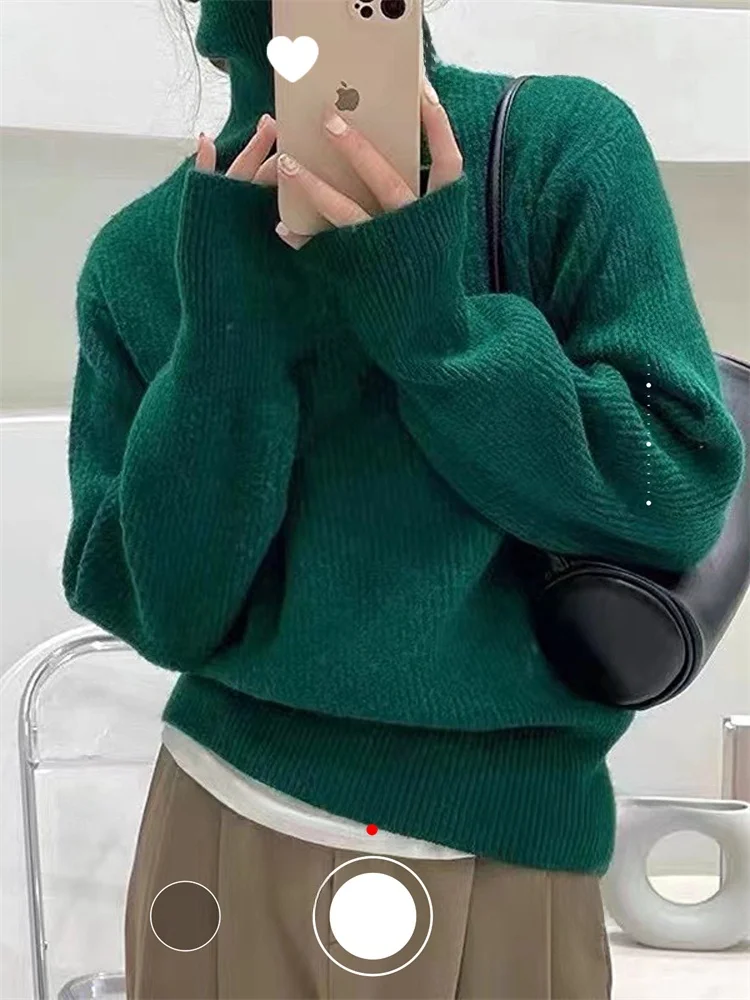Loose Fit High Ne Knitted Sweater with Bear Fur Thiened Long Sve Color Knitwear Comfortable Stretchy Crew Ne
Loose Fit High Ne Knitted Sweater with Bear Fur Thiened Long Sve Color Knitwear Comfortable Stretchy Crew Ne