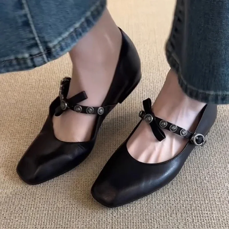 Vintage Square Toe Bow Mary Jane Flats Women Fashion Metal Decoration Shallow Brand Designer Shoes Elegant Comfort Office Shoes
Vintage Square Toe Bow Mary Jane Flats Women Fashion Metal Decoration Shallow Brand Designer Shoes Elegant Comfort Office Shoes