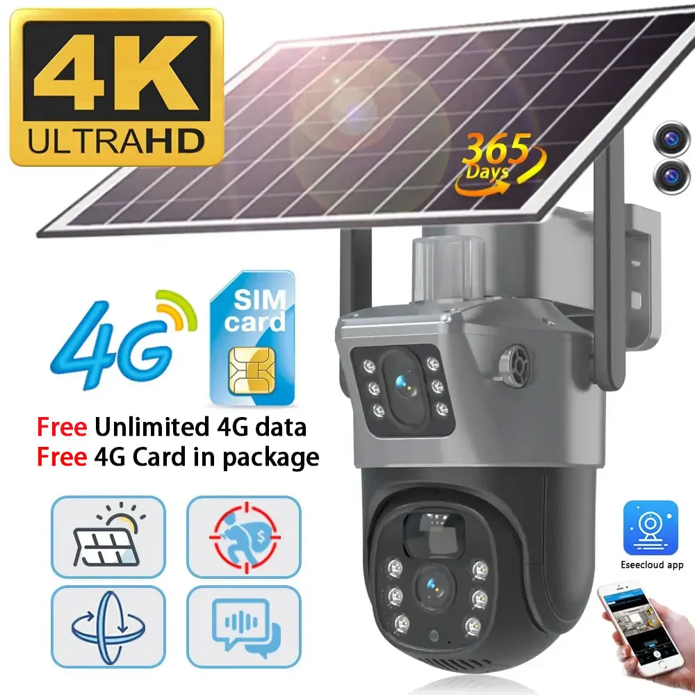 4K 8MP 4G Battery Camera PIR Motion Cam Auto Tracking 2-Way Audio Outdoor 4K Security Cameras with Free Unlimited Data SIM Card
4K 8MP 4G Battery Camera PIR Motion Cam Auto Tracking 2-Way Audio Outdoor 4K Security Cameras with Free Unlimited Data SIM Card