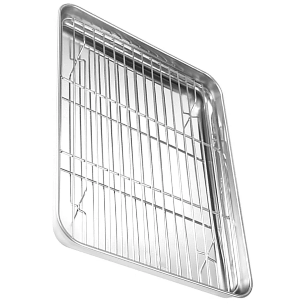 1 set Stainless Steel Baking Tray 32x22x2cm Grill Plate with Mesh Rack Cooling BBQ Oil Draining Pan Restaurant Grade
1 set Stainless Steel Baking Tray 32x22x2cm Grill Plate with Mesh Rack Cooling BBQ Oil Draining Pan Restaurant Grade