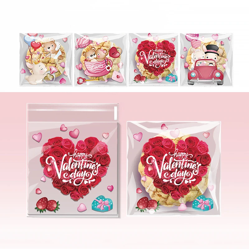 50/100pcs Multiple options Pink Valentine'S Gift Bags With Heart Balloon & Teddy Bear Design For Candy And Food Packaging
50/100pcs Multiple options Pink Valentine'S Gift Bags With Heart Balloon & Teddy Bear Design For Candy And Food Packaging 
