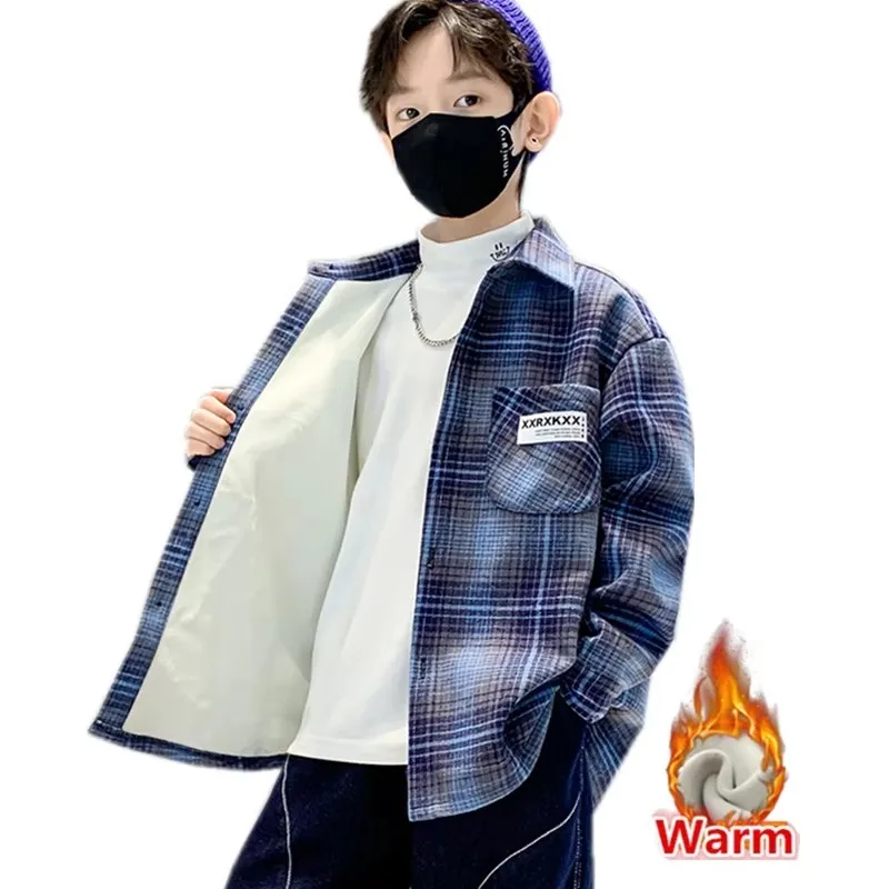 Children Winter Plaid Thermal Shirt For Boy Warm Clothes Top With Pocket Kids Casual Thicken Insulated Blouse For Teenagers 5-14
Children Winter Plaid Thermal Shirt For Boy Warm Clothes Top With Pocket Kids Casual Thicken Insulated Blouse For Teenagers 5-14