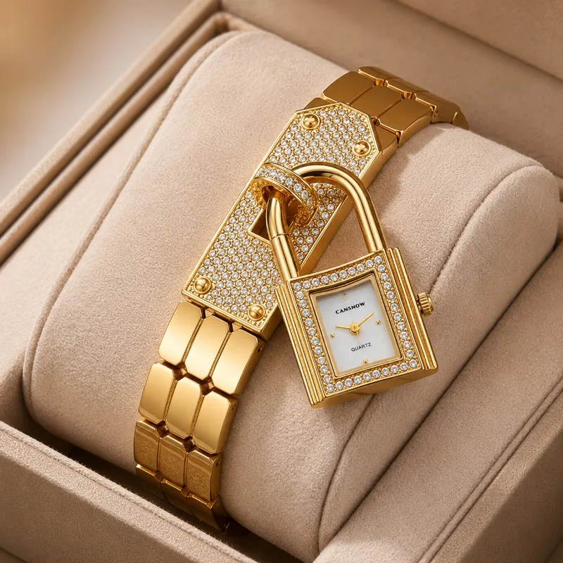 Gold Lock-Shaped Women's Watch Luxury Diamond Quartz Woman Wristwatch Elegant Ladies Bracelet Watch Jewelry Gift Reloj Mujer
Gold Lock-Shaped Women's Watch Luxury Diamond Quartz Woman Wristwatch Elegant Ladies Bracelet Watch Jewelry Gift Reloj Mujer