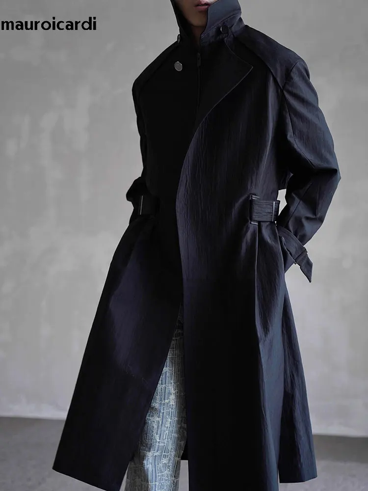 Mauroicardi Spring Autumn Long Hard Waterproof Windproof Black Trench Coat for Men Zipper Chic Luxury Designer Clothes Overcoat
Mauroicardi Spring Autumn Long Hard Waterproof Windproof Black Trench Coat for Men Zipper Chic Luxury Designer Clothes Overcoat