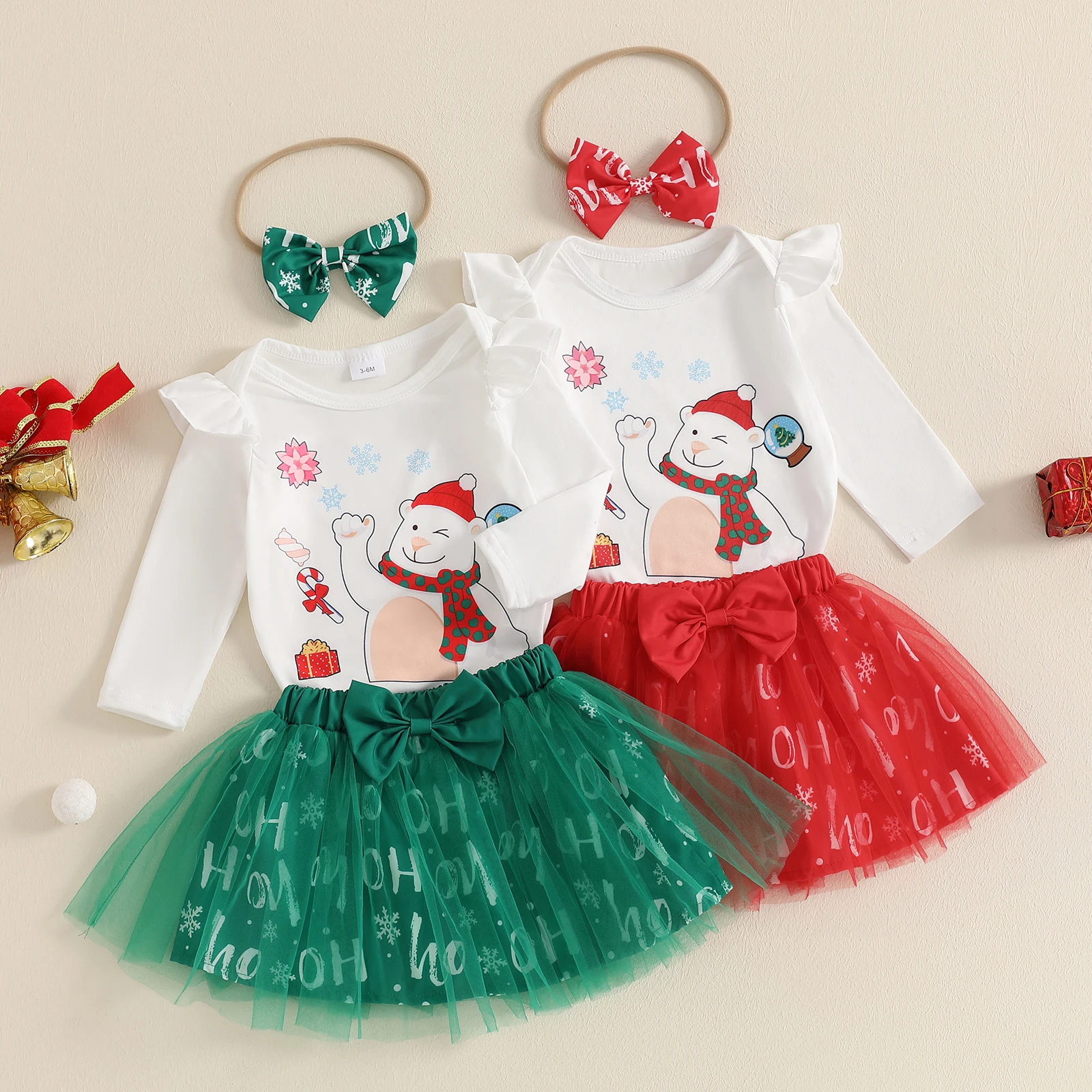 Baby Girls Christmas Outfits with Bow Headband Bear Pattern Crew Neck Long Sleeve Romper Mesh Skirt Sets Infant Xmas Clothes
Baby Girls Christmas Outfits with Bow Headband Bear Pattern Crew Neck Long Sleeve Romper Mesh Skirt Sets Infant Xmas Clothes