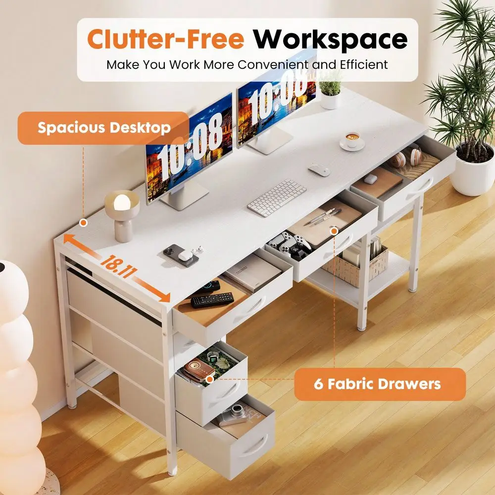 Computer Desk With 6 Drawers, Home Office Gaming Desks With Storage Shelves For Bedroom, Writing Study Corner Living Room Work
Computer Desk With 6 Drawers, Home Office Gaming Desks With Storage Shelves For Bedroom, Writing Study Corner Living Room Work