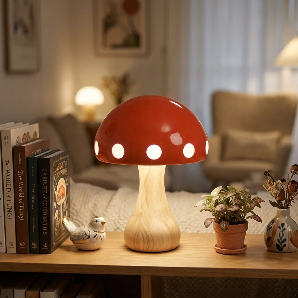 Marshmallow mushroom wood and glass, dimmable, eco-friendly design
Marshmallow mushroom wood and glass, dimmable, eco-friendly design