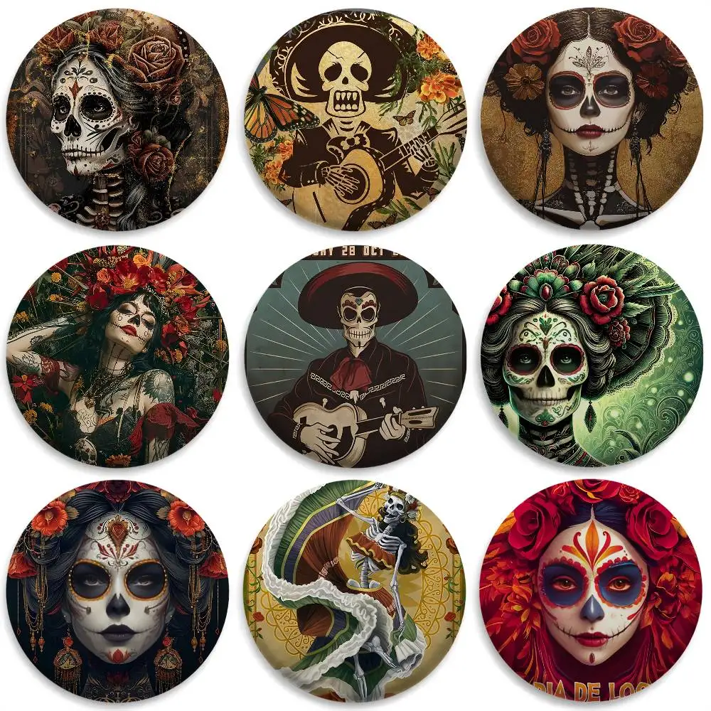 Day Of The Dead Skull Badges Round Exquisite Badge Brooches Creative Pins For Clothes Hat Backpack Gift Accessories
Day Of The Dead Skull Badges Round Exquisite Badge Brooches Creative Pins For Clothes Hat Backpack Gift Accessories