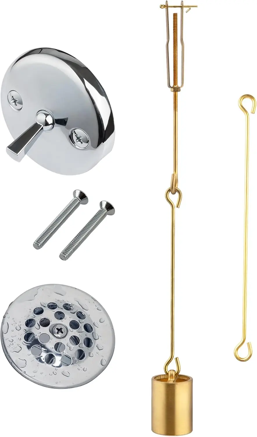 Trip Lever Tub Drain Linkage Assembly with Strainer Cover, Adjustable 13-1/4"-15-1/4"
Trip Lever Tub Drain Linkage Assembly with Strainer Cover, Adjustable 13-1/4"-15-1/4"