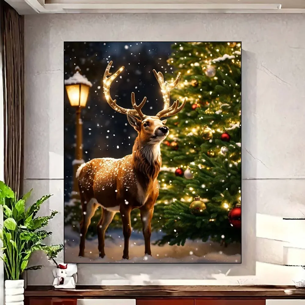 Majestic Deer со светящимися рогами рядом с рождественской елкой для взрослых, набор цифровых масляных красок «сделай сам», без рамки
Majestic Deer со светящимися рогами рядом с рождественской елкой для взрослых, набор цифровых масляных красок «сделай сам», без рамки