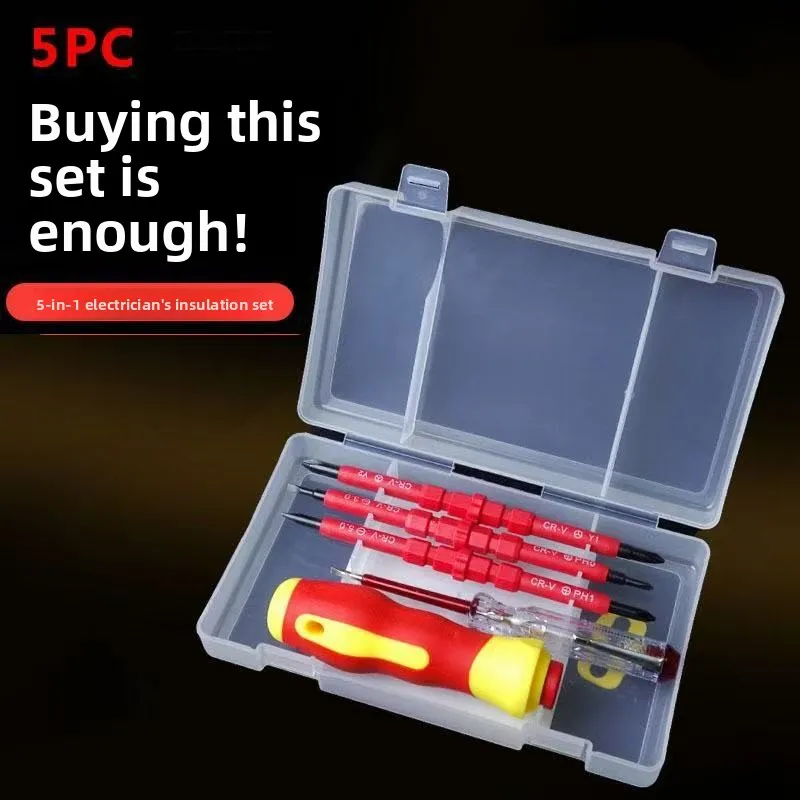5-In-1 Insulated Multifunctional Dual-purpose Screwdriver with Electric Pen Electrical Insulated Screwdriver Tool Set
5-In-1 Insulated Multifunctional Dual-purpose Screwdriver with Electric Pen Electrical Insulated Screwdriver Tool Set