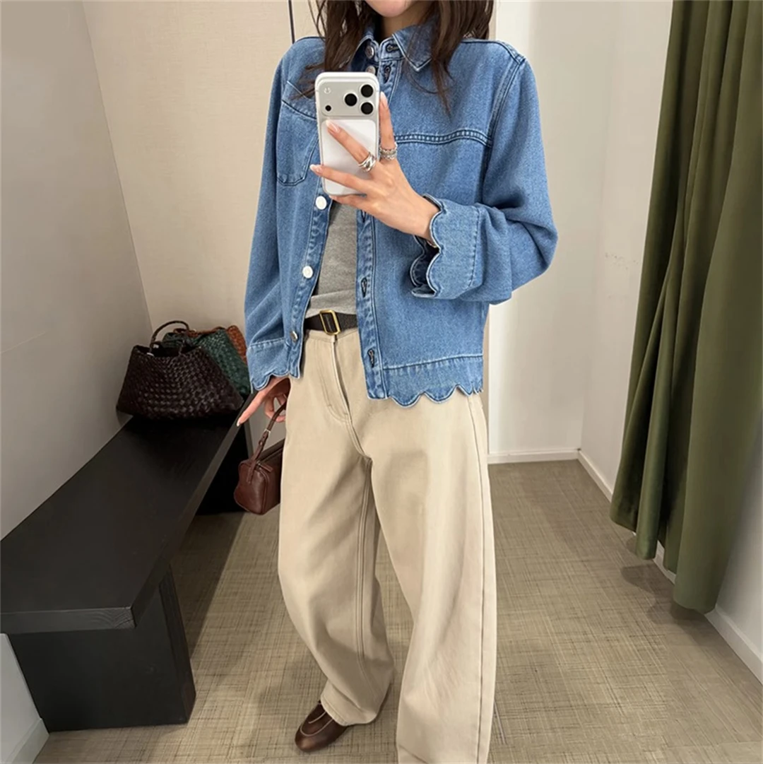 StellaNo Flounce Denim Shirt Casual Loose Fit Long Sleeve Women's Cardigan Style Spring 2026 Pure Color Button Closure
StellaNo Flounce Denim Shirt Casual Loose Fit Long Sleeve Women's Cardigan Style Spring 2026 Pure Color Button Closure