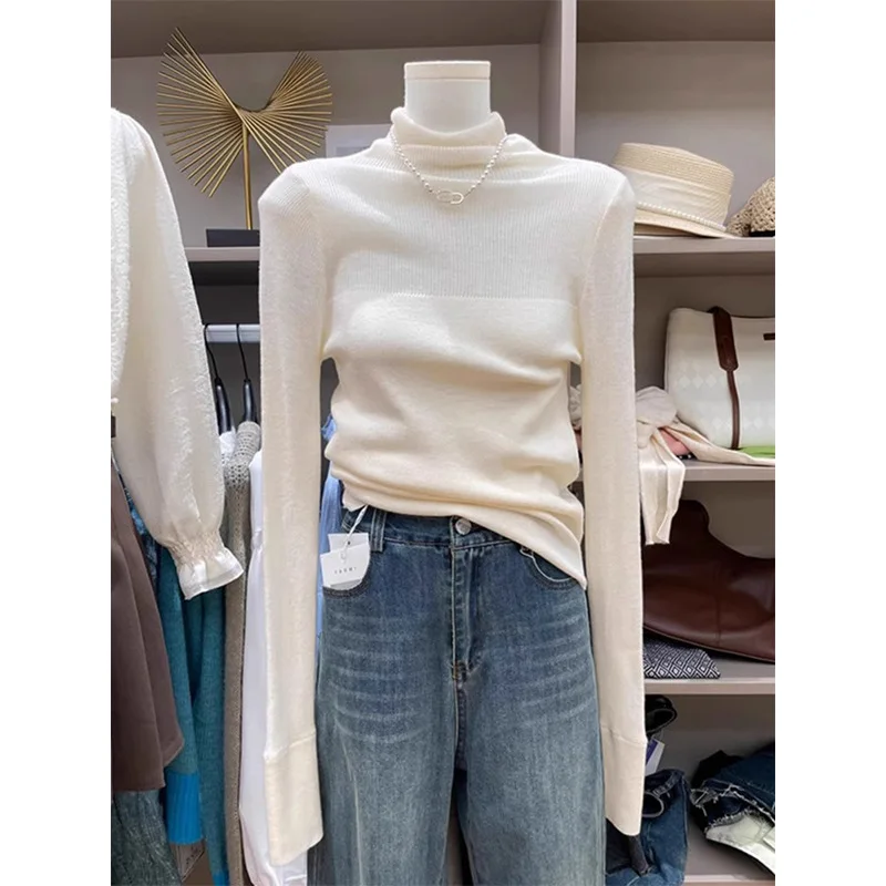 High-End Pile Collar Knitted Base Shirt For Women, Autumn Winter Korean Style, Soft And Cozy Sweater, Slim Fit, Slimming Inner
High-End Pile Collar Knitted Base Shirt For Women, Autumn Winter Korean Style, Soft And Cozy Sweater, Slim Fit, Slimming Inner