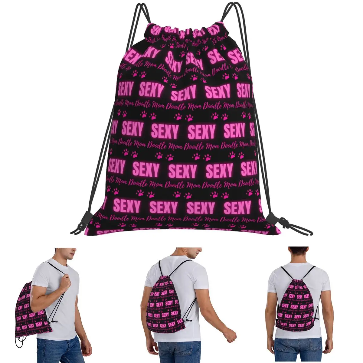 Sexy Doodle Mom Neon Pink Paw Print Backpacks Fashion Drawstring Bags Sports Bag Book Bags for Man Woman School
Sexy Doodle Mom Neon Pink Paw Print Backpacks Fashion Drawstring Bags Sports Bag Book Bags for Man Woman School
