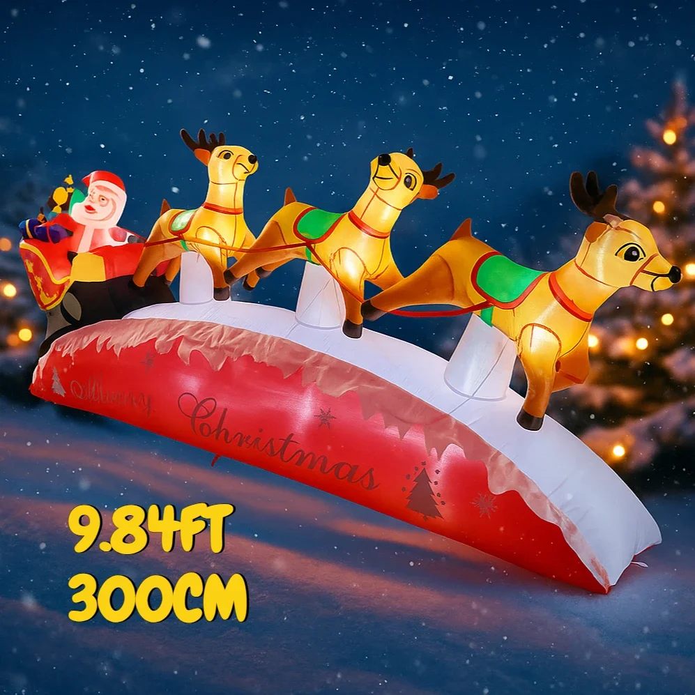9.84FT LED Lit Inflatable Toy Santa Sleigh Reindeer Xmas Yard Decoration Christmas Supplies Home Decor Ornament Festive Gift
9.84FT LED Lit Inflatable Toy Santa Sleigh Reindeer Xmas Yard Decoration Christmas Supplies Home Decor Ornament Festive Gift