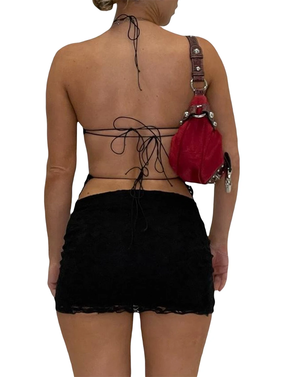 Women 2 Piece Mini Skirt Set Y2k Sexy Strapless Lace Crop Top Bodycon Skirts Going Out Outfits Solid Matching Sets
Women 2 Piece Mini Skirt Set Y2k Sexy Strapless Lace Crop Top Bodycon Skirts Going Out Outfits Solid Matching Sets