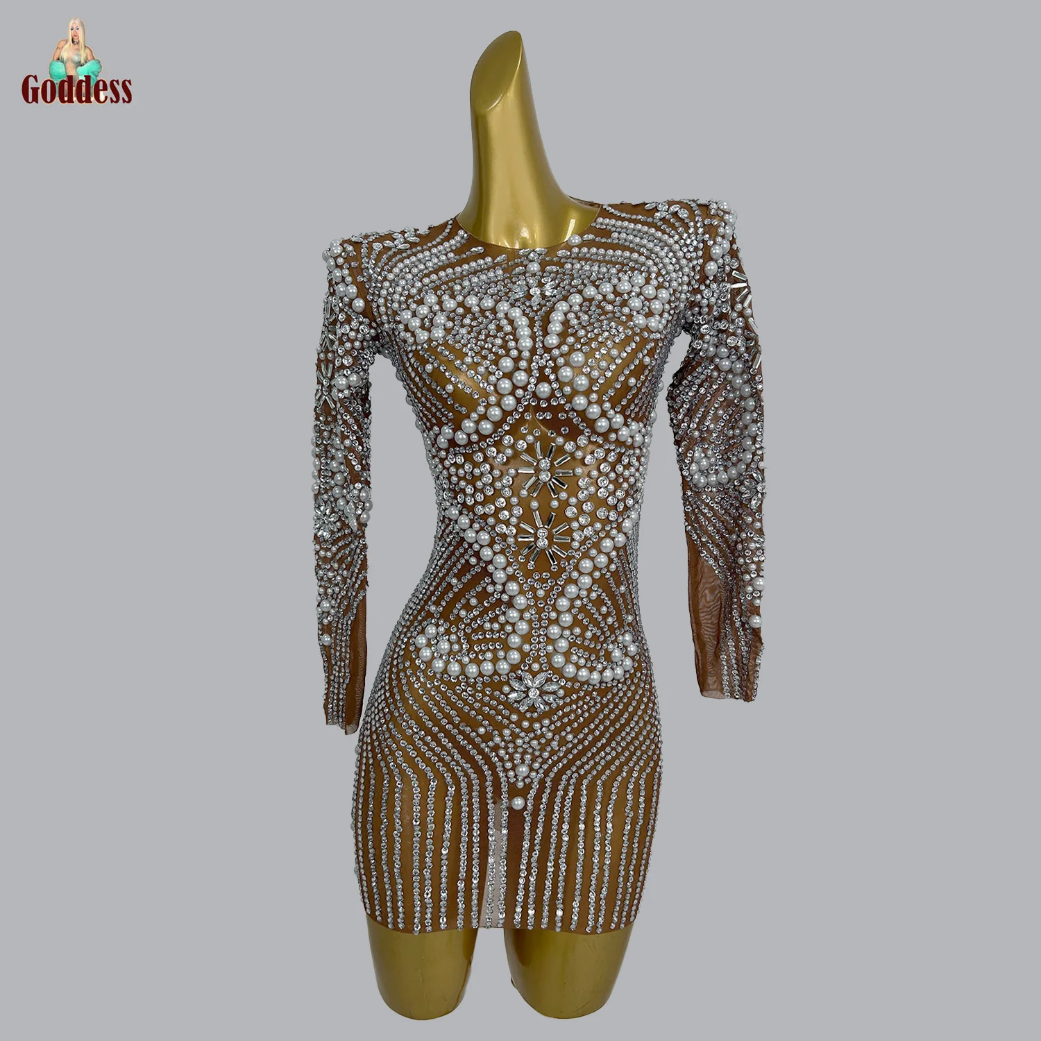 Luxury Full Pearls Shine Rhinestone Short Dress for Sexy Lady Birthday Dinner Party Dress Long Sleeved Sheer Mesh Dress Bodycon
Luxury Full Pearls Shine Rhinestone Short Dress for Sexy Lady Birthday Dinner Party Dress Long Sleeved Sheer Mesh Dress Bodycon