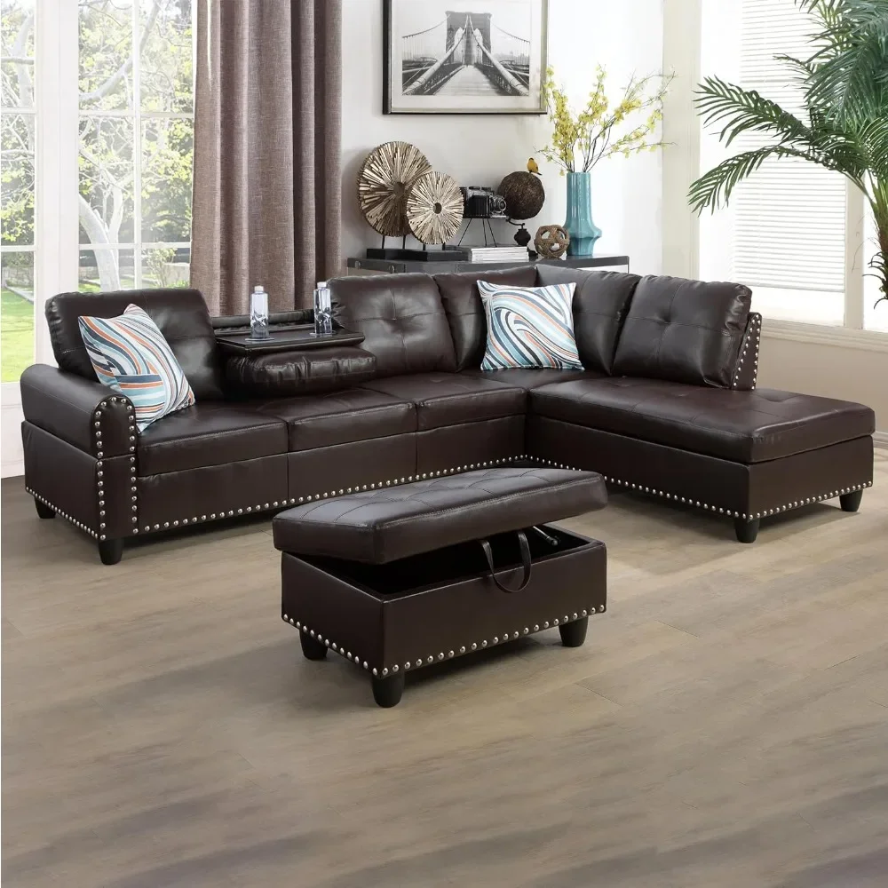 L-Shaped Living Room Combo Sectional, Button Tufted Upholstered with Recliner and Storage Ottoman, L-Shaped Combo Sectional
L-Shaped Living Room Combo Sectional, Button Tufted Upholstered with Recliner and Storage Ottoman, L-Shaped Combo Sectional