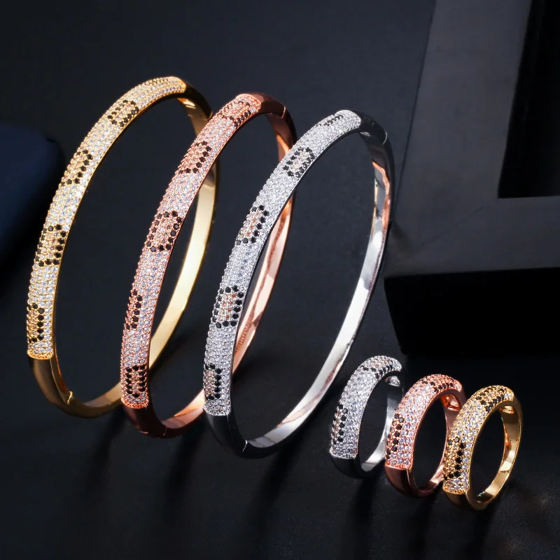 Fashion Designer CZ Stone Yellow Glod Color Round Open Cuff Bracelets and Bangles Rings Jewelry Sets for Women
Fashion Designer CZ Stone Yellow Glod Color Round Open Cuff Bracelets and Bangles Rings Jewelry Sets for Women