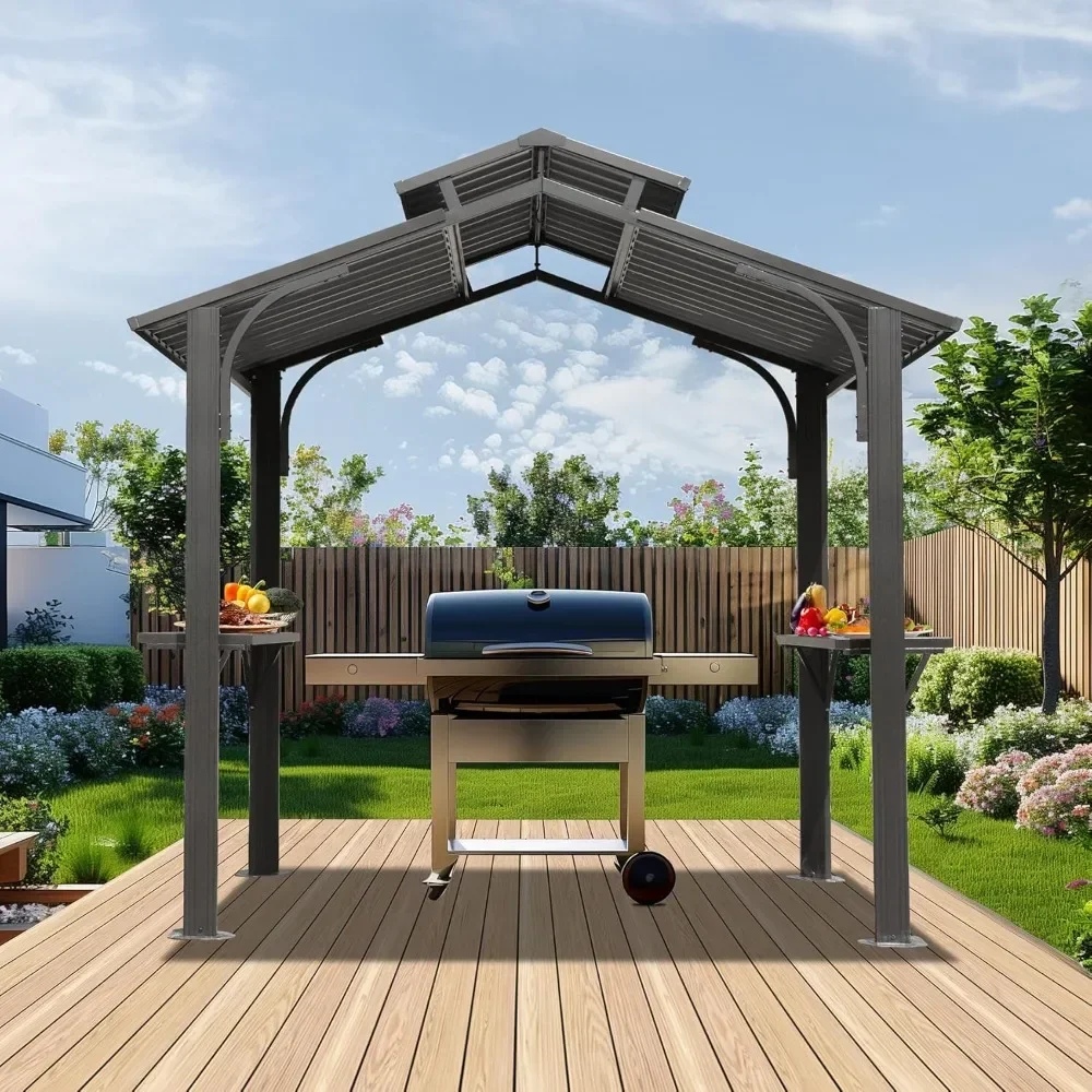 Hardtop Grill Gazebo Double Galvanized Steel Roof 2 Side Shelves Ceiling Hooks Outdoor Patio Garden Backyard, Custom
Hardtop Grill Gazebo Double Galvanized Steel Roof 2 Side Shelves Ceiling Hooks Outdoor Patio Garden Backyard, Custom
