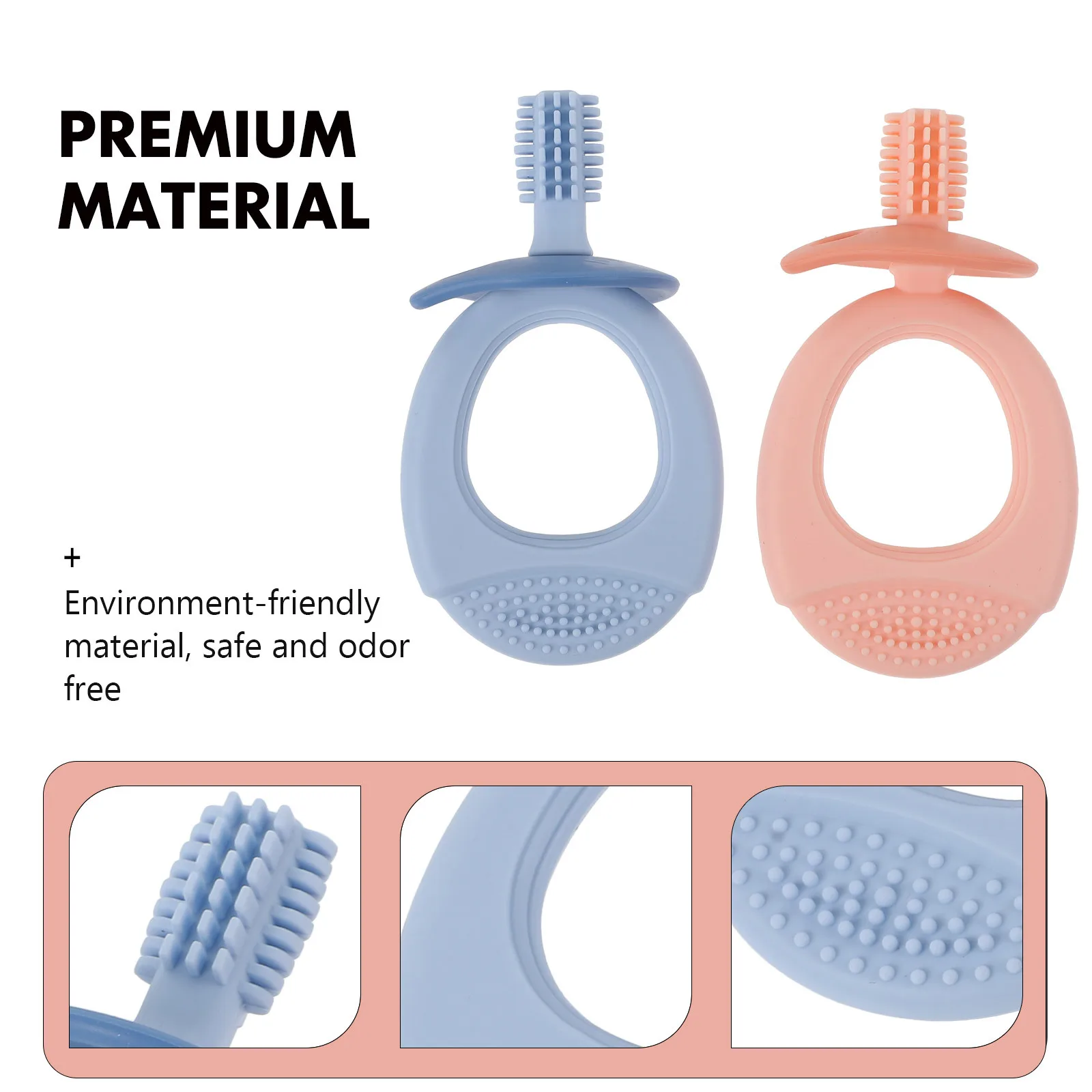 2 шт. детская зубная щетка с силиконовой щетиной, компактная, портативная для ухода за полостью рта младенцев, жевательная чистка для малышей, инструмент для молярных прорезывания зубов