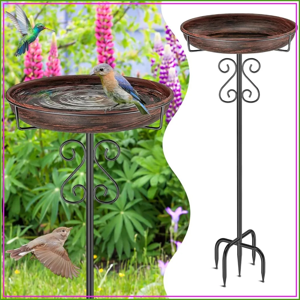 Metal Bird Bath for Outside, Bird Feeder Bowl with 5 Prongs Base Stake, Freestanding Garden Yard Lawn Decor
Metal Bird Bath for Outside, Bird Feeder Bowl with 5 Prongs Base Stake, Freestanding Garden Yard Lawn Decor