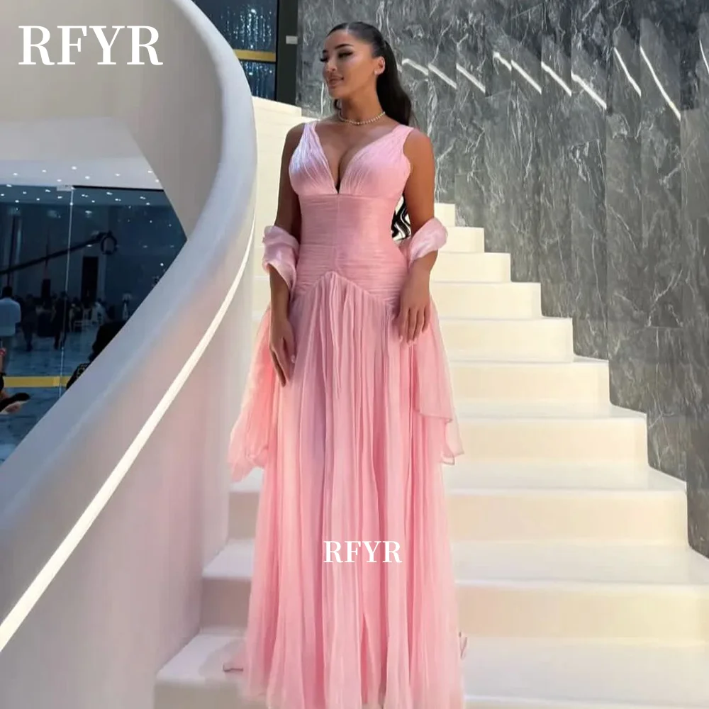 RFYR A Line Party Dress Sexy V Neck Evening Dress with Pleats Scarf Chiffon Prom Dress فستان سهرة Customized
RFYR A Line Party Dress Sexy V Neck Evening Dress with Pleats Scarf Chiffon Prom Dress فستان سهرة Customized