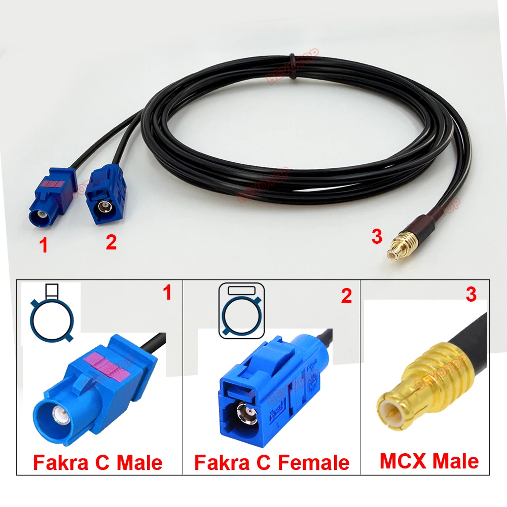 1PCS MCX to Fakra Splitter Cable MCX Male Plug to Fakra C Male / Female Connector RG174 Pigtail Antenna Extension Jumper
1PCS MCX to Fakra Splitter Cable MCX Male Plug to Fakra C Male / Female Connector RG174 Pigtail Antenna Extension Jumper