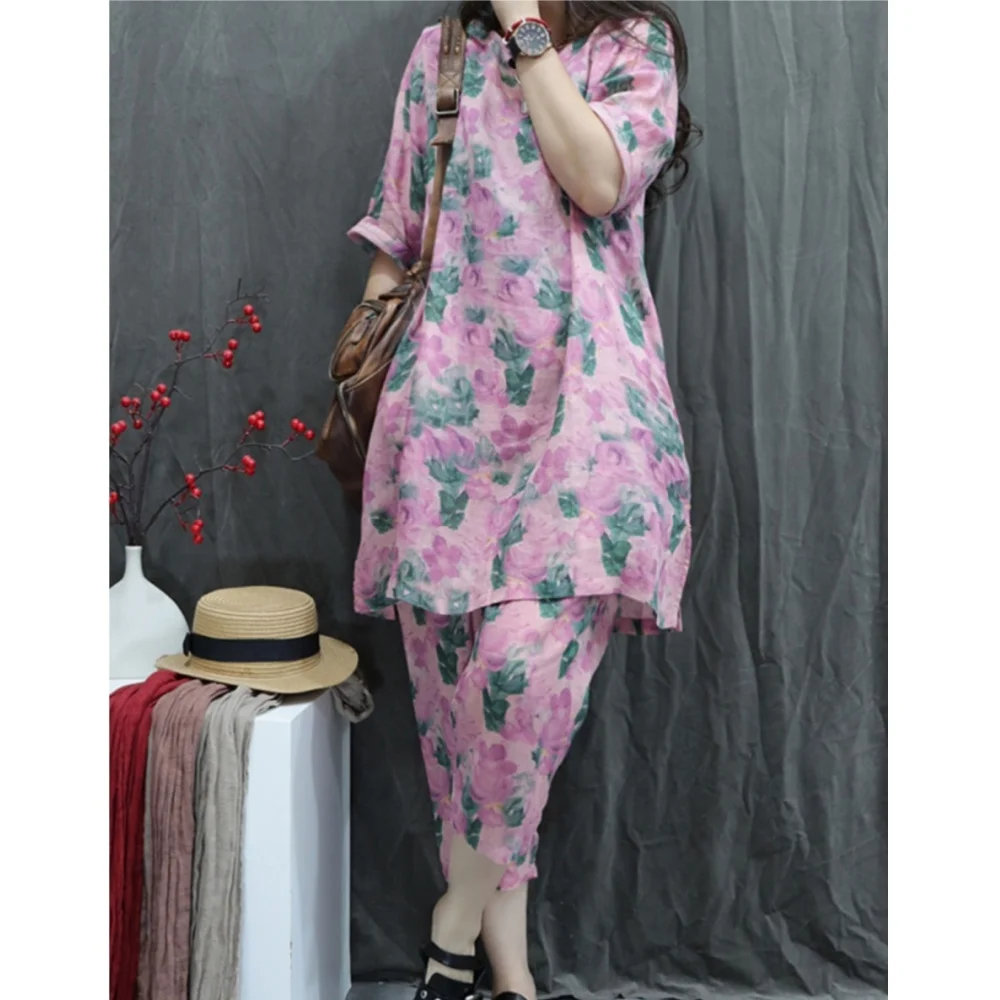 2026 Spring Summer New Printed Ramie Suit Fashionable Loose Plus Size Top + Pants Two-Piece Set Women XY6
2026 Spring Summer New Printed Ramie Suit Fashionable Loose Plus Size Top + Pants Two-Piece Set Women XY6