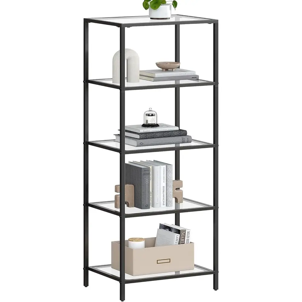 Bookcase, 5-Tier Bookshelf, Slim Shelving Unit for Bedroom, Bathroom, Home Office, Tempered Glass, Steel Frame, Ink Black UT029B
Bookcase, 5-Tier Bookshelf, Slim Shelving Unit for Bedroom, Bathroom, Home Office, Tempered Glass, Steel Frame, Ink Black UT029B
