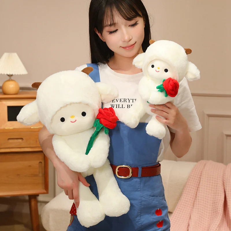 Cute White Sheep Plush Toy Holding Red Rose Soft Lamb Stuffed Animal Lovely Fluffy Sheep Doll Romantic Gift for Girlfriend
Cute White Sheep Plush Toy Holding Red Rose Soft Lamb Stuffed Animal Lovely Fluffy Sheep Doll Romantic Gift for Girlfriend