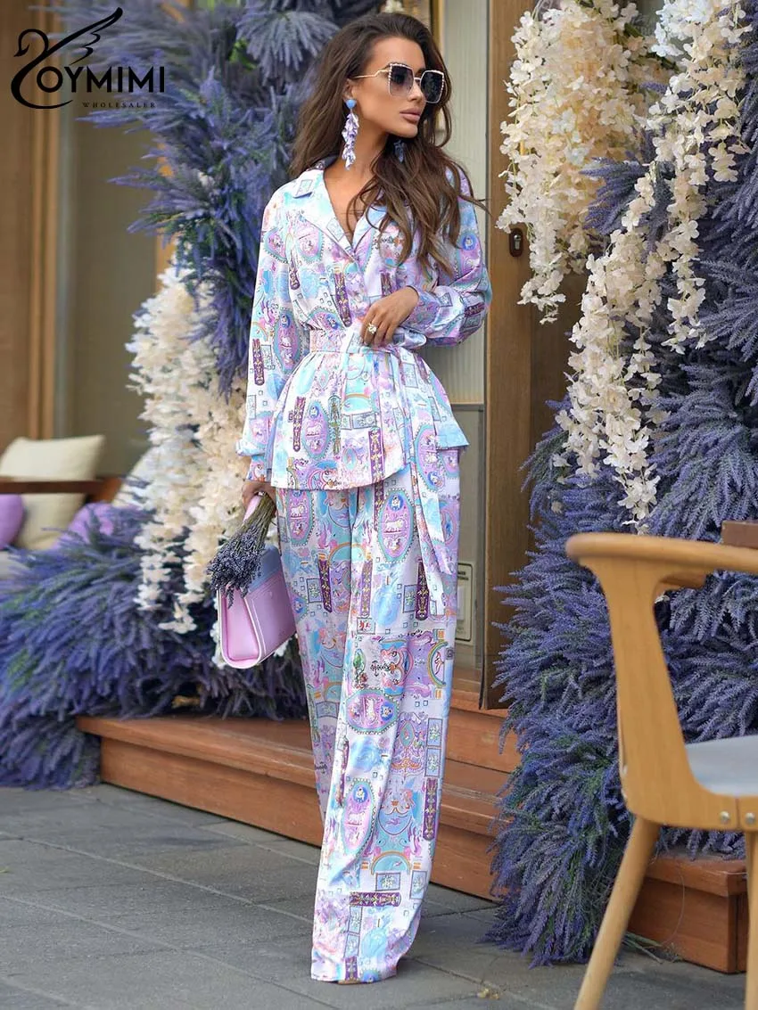 Oymimi Fashion Purple Print Womens 2 Piece Outfit Set Casual Lapel Long Sleeve Lace-Up Shirts And Straight Full Length Pants Set
Oymimi Fashion Purple Print Womens 2 Piece Outfit Set Casual Lapel Long Sleeve Lace-Up Shirts And Straight Full Length Pants Set