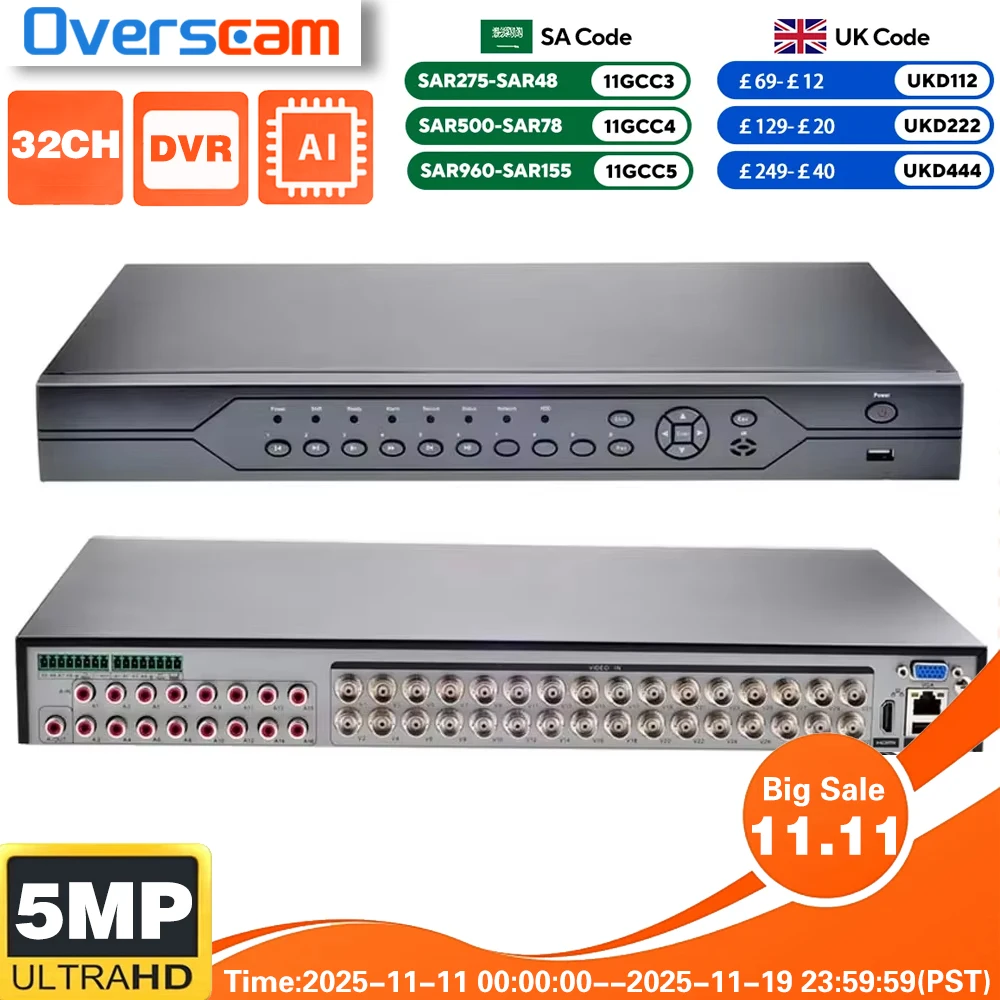 Digital Video Recorder 32 Channels 5MP Hybrid AHD DVR NVR Xmeye App For CCTV Analog AHD 5MP IP Cameras Surveillance Security
Digital Video Recorder 32 Channels 5MP Hybrid AHD DVR NVR Xmeye App For CCTV Analog AHD 5MP IP Cameras Surveillance Security
