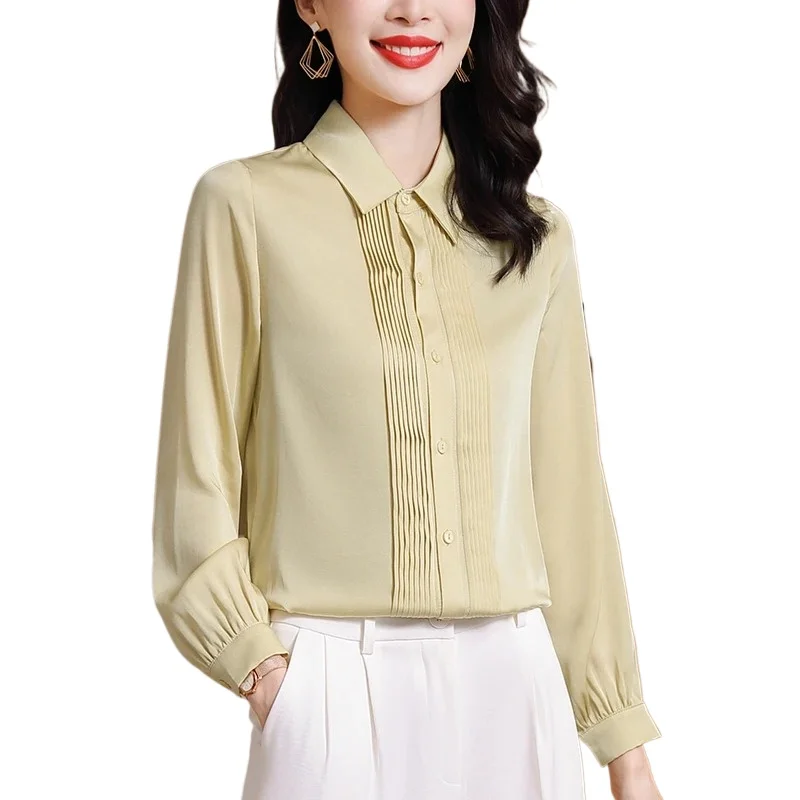 2026 Spring Autumn Real Silk Shirts for Women Blouse Turn-down Collar Long Sleeve Women Shirt Tops New Elegant Woman Blouses
2026 Spring Autumn Real Silk Shirts for Women Blouse Turn-down Collar Long Sleeve Women Shirt Tops New Elegant Woman Blouses