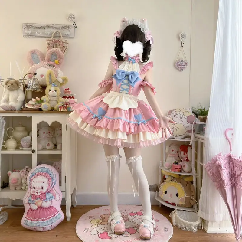 Японское милое платье на бретельках Kawaii Lolita Jsk, платье горничной JSK на подтяжках, женское платье принцессы с оборками в викторианском готическом стиле с бантом
Японское милое платье на бретельках Kawaii Lolita Jsk, платье горничной JSK на подтяжках, женское платье принцессы с оборками в викторианском готическом стиле с бантом