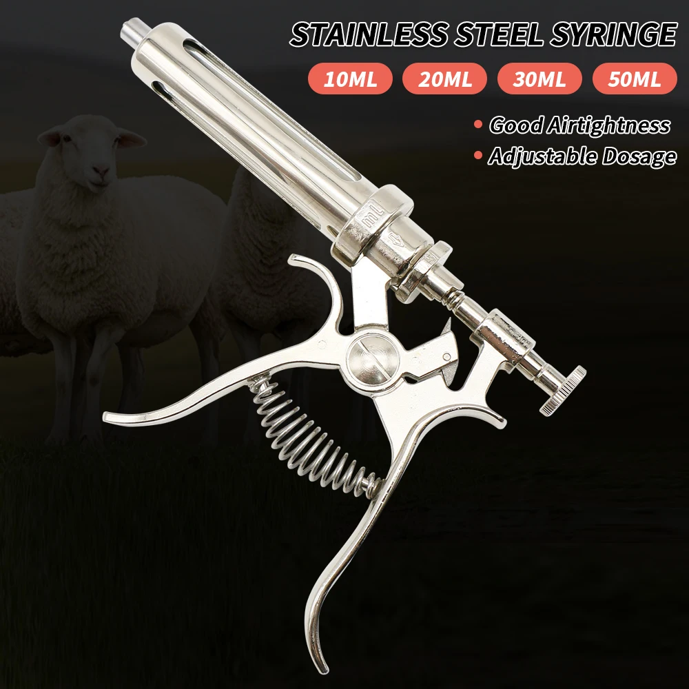 Ветеринарный шприц-револьвер 10-50 мл из нержавеющей стали для подачи лекарств и вакцинации животных (коров, свиней, овец)
Ветеринарный шприц-револьвер 10-50 мл из нержавеющей стали для подачи лекарств и вакцинации животных (коров, свиней, овец)