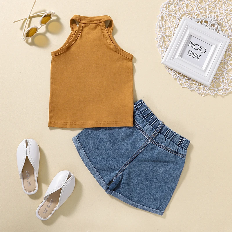 Girls Summer Outfits Set with Sleeveless Tank Tops and Stretch Denim Shorts in Solid Colors for a Casual Look
Girls Summer Outfits Set with Sleeveless Tank Tops and Stretch Denim Shorts in Solid Colors for a Casual Look