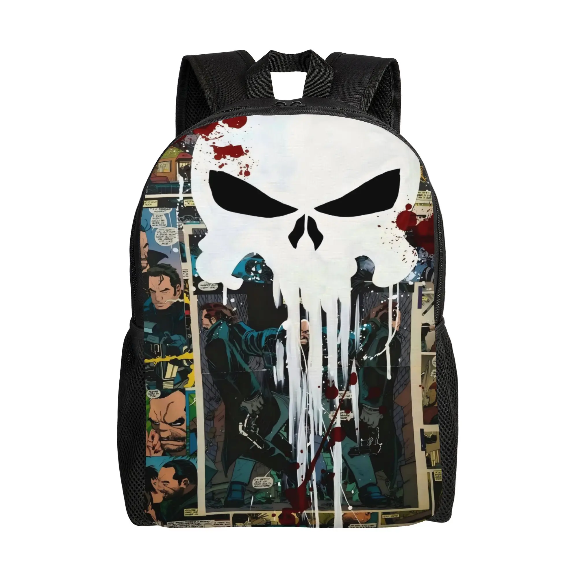 Marvel Knapsack Back to school season Punisher Skull and Comic Collage Fashion Backpack
Marvel Knapsack Back to school season Punisher Skull and Comic Collage Fashion Backpack