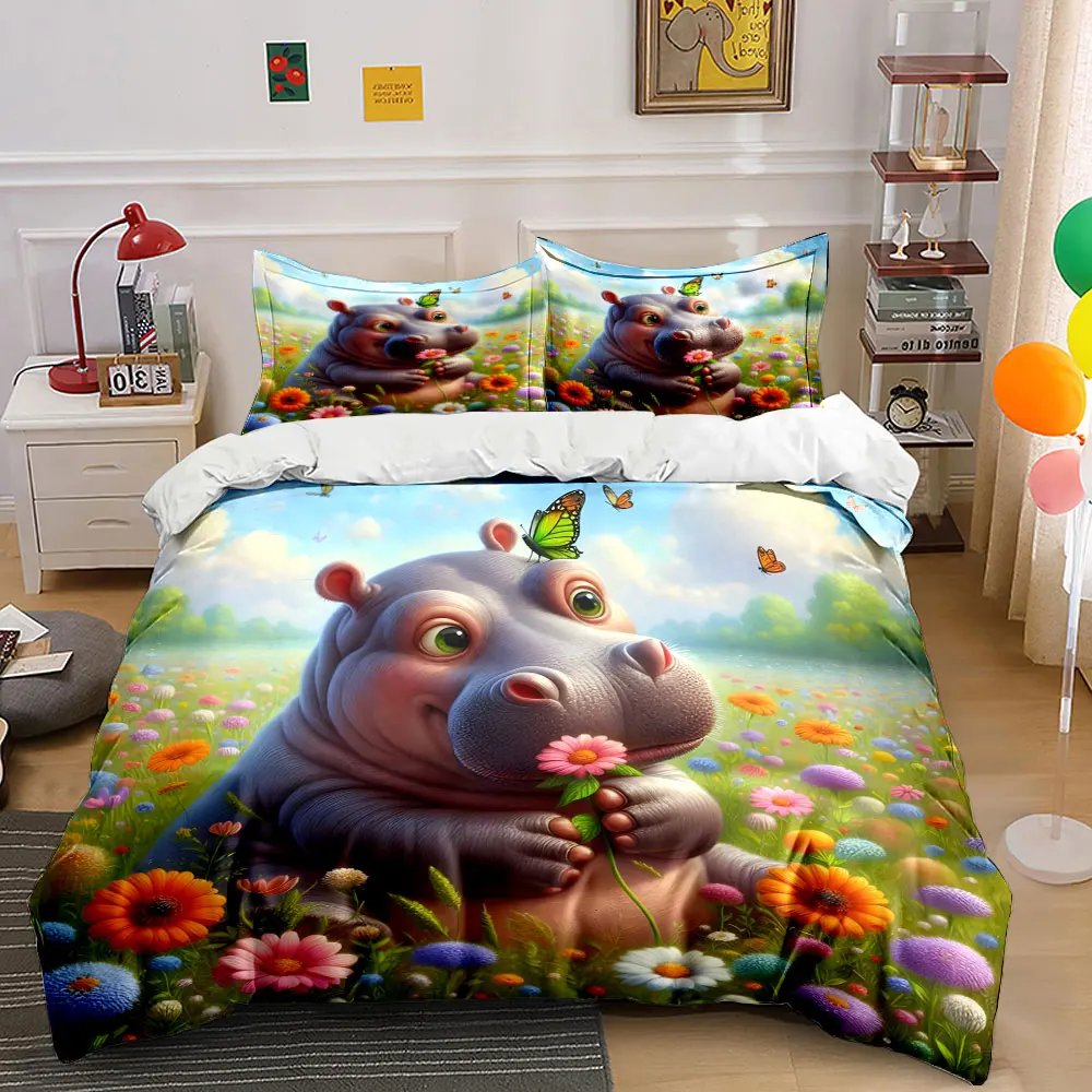 Hippo and Butterfly in Flower Field Print Bedding Set 1 Duvet Cover 2 Pillowcases for Adult and Children Luxury Gift Full Size
Hippo and Butterfly in Flower Field Print Bedding Set 1 Duvet Cover 2 Pillowcases for Adult and Children Luxury Gift Full Size